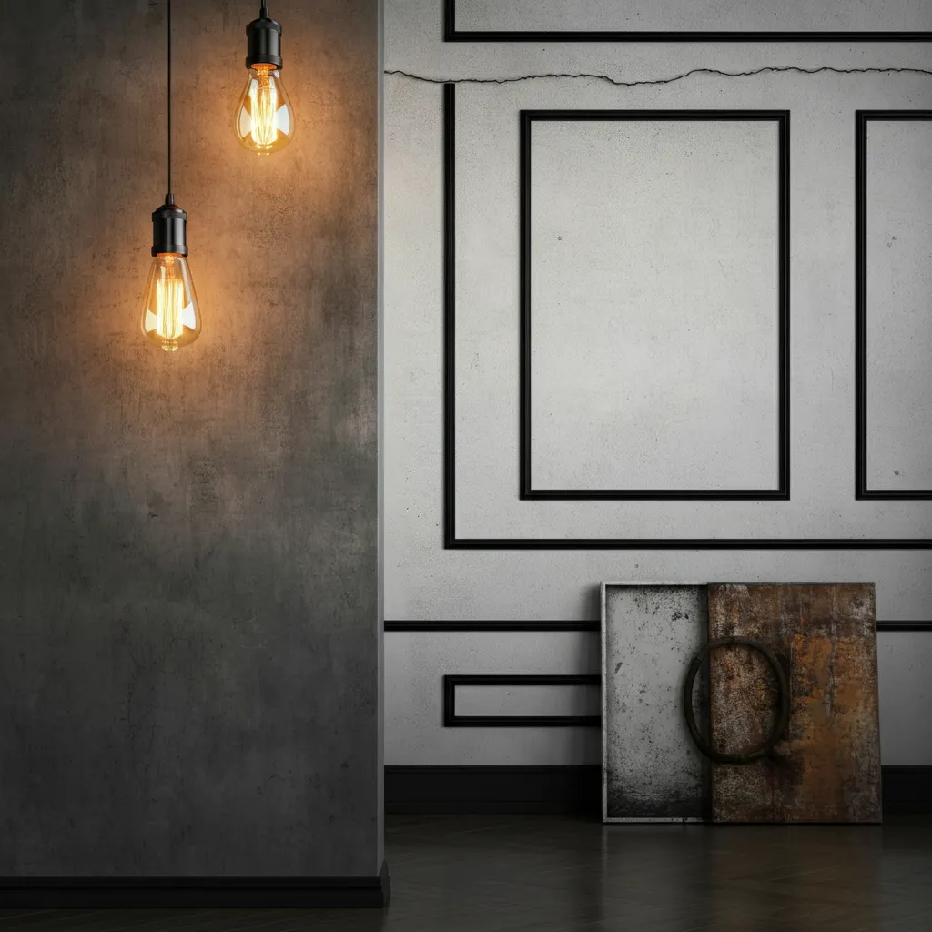  Industrial White Walls with Black Trim