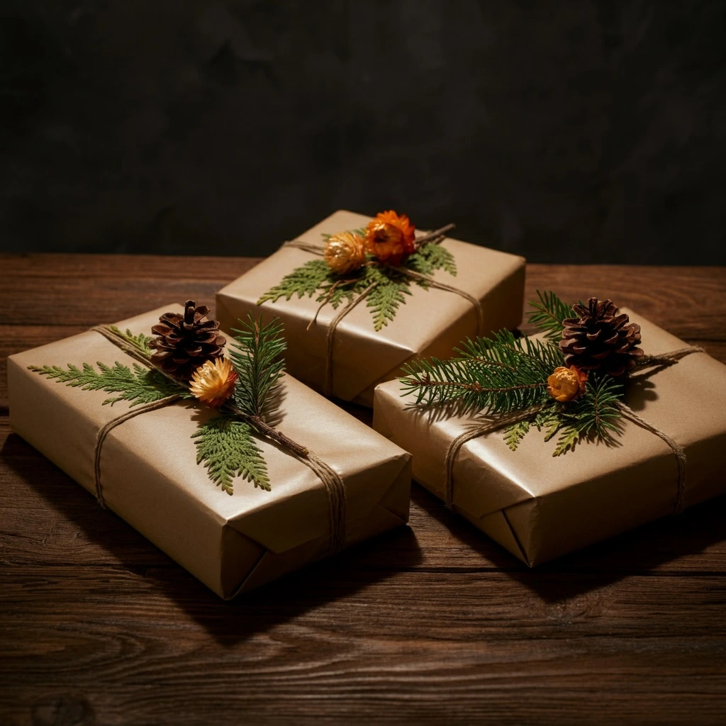 natural materials gift wrapping